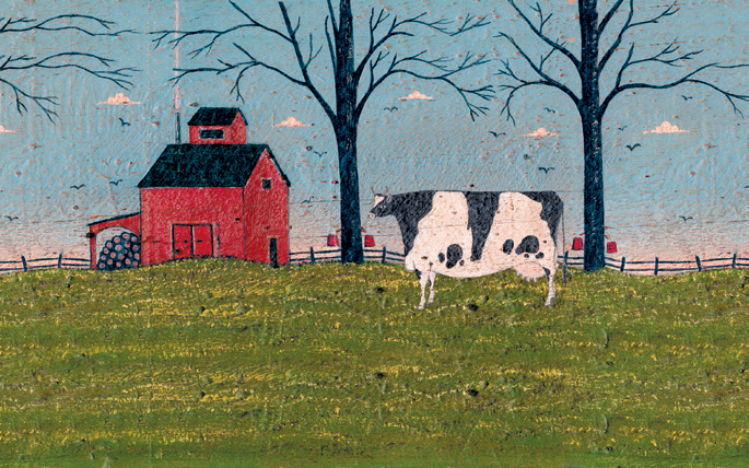 Warren Kimball painting of a cow.